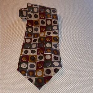 Vintage Oaktree Silk Tie Colorful Geometric Circle Pattern Made In Korea